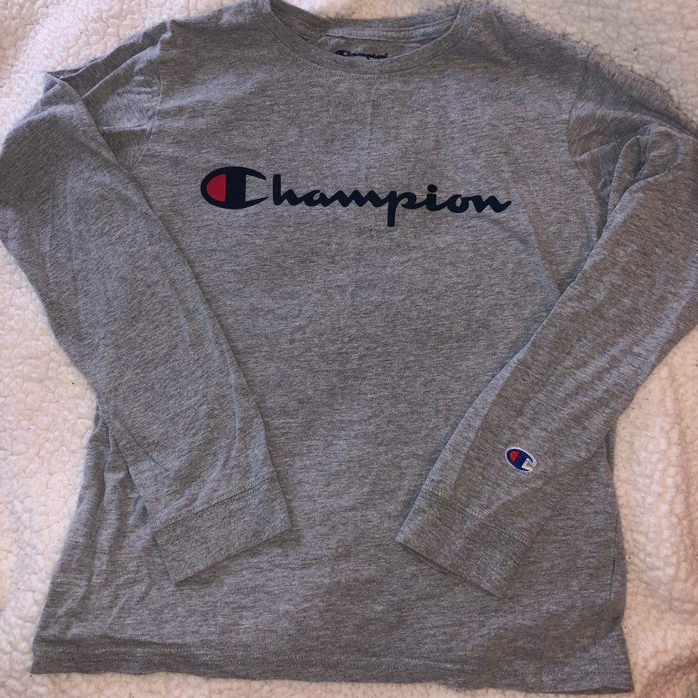 Champion Gray Long sleeve; Child Large